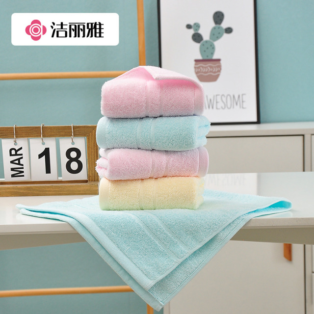 12327738.洁丽雅5条纯棉柔软吸水不掉毛全棉洗脸巾家用中巾