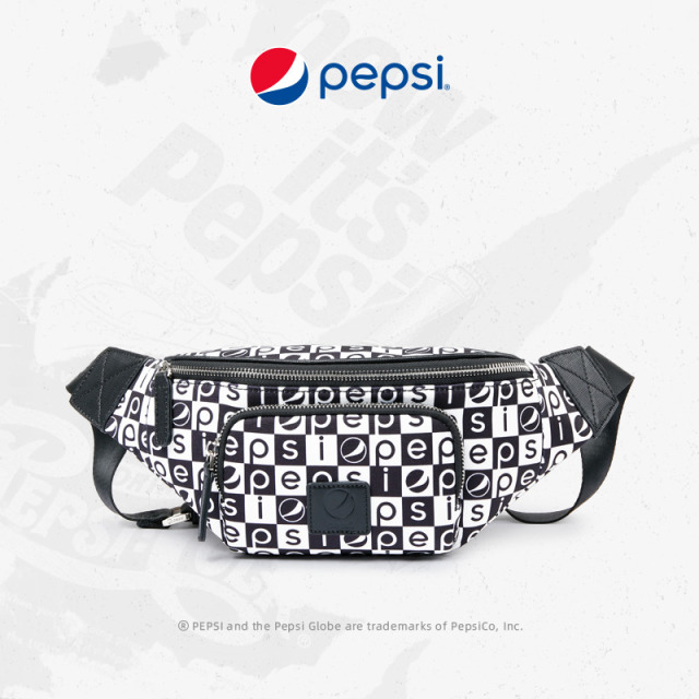 7319276.Pepsi百事  潮流休闲经典印花方格腰包简约胸包小包