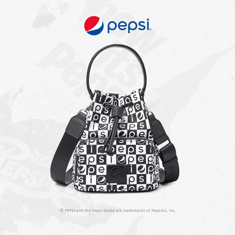 7319265.Pepsi百事 新款时尚休闲潮流个性经典印花格子单肩斜挎手提