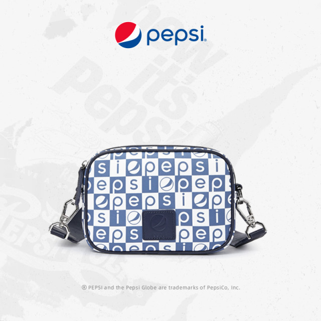 7319631.Pepsi百事  时尚休闲简约印花动感单肩斜挎包花格经典小方包