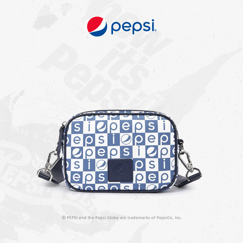 7319631.Pepsi百事 时尚休闲简约印花动感单肩斜挎包花格经典小方包