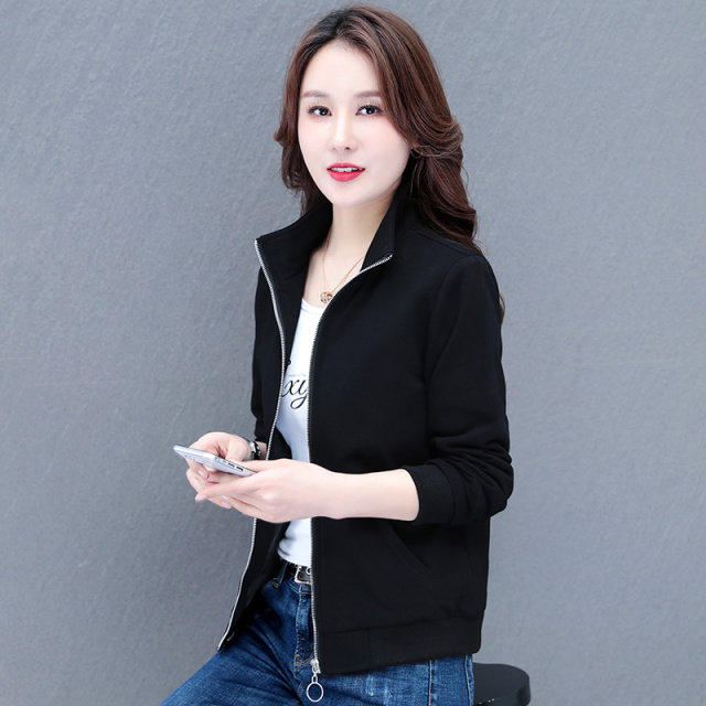 7364192.七玻威春季外套女新款立领时尚大码女装百搭上衣【七玻威女装1】