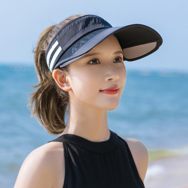 7393739.凯步 帽子女可伸缩遮阳帽夏遮脸大沿骑车户外太阳空顶帽棒球帽