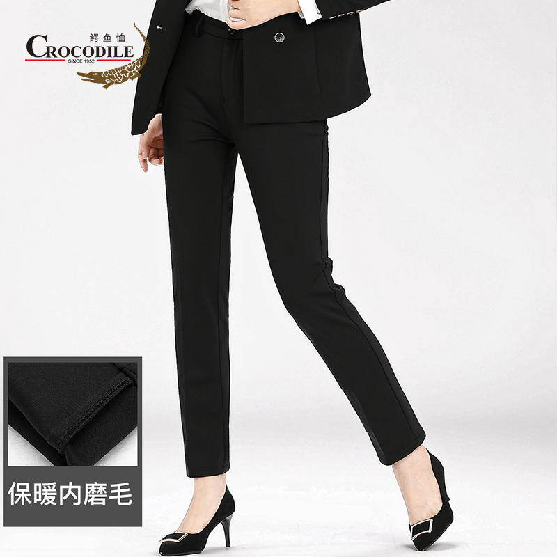 7401630.鳄鱼恤秋冬新品专柜款内磨毛舒适弹力针织合体女西裤