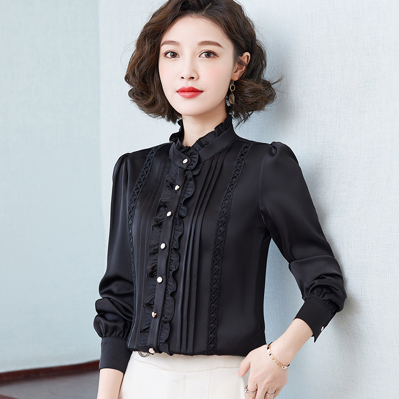 7434703.七玻威春秋新款修身显瘦女式优雅气质长袖衬衫【七玻威女装1】