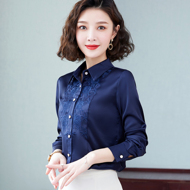7434711.七玻威春秋新款修身显瘦女式优雅气质长袖衬衫【七玻威女装1】