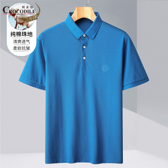 7438955.鳄鱼恤夏季新品100%棉休闲舒适短袖男士polo衫男