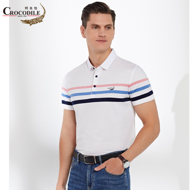 7438958.鳄鱼恤【天丝棉】夏季新品休闲舒适简约翻领短袖男士polo衫男