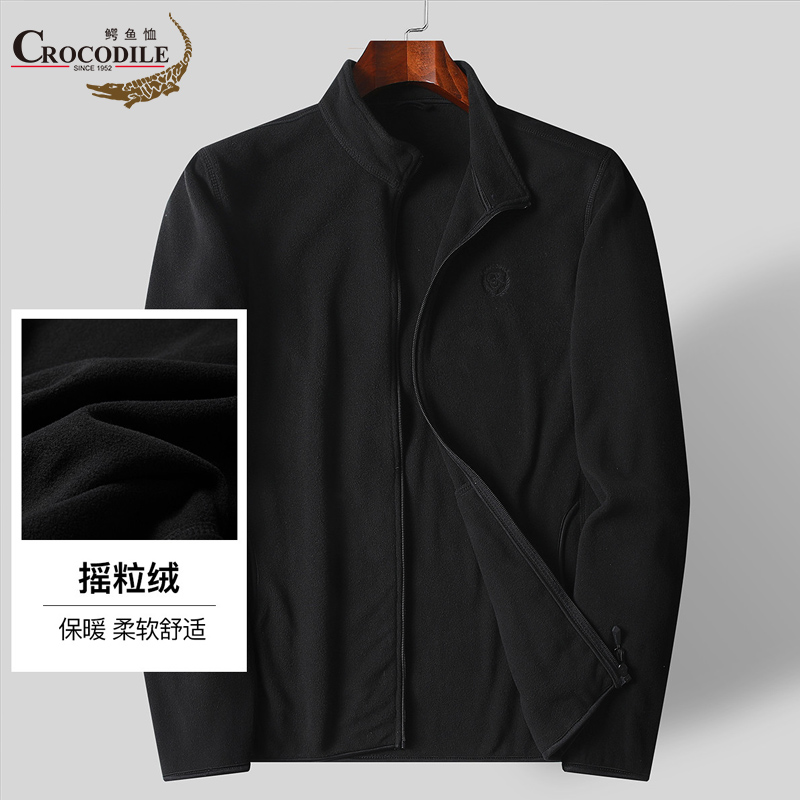 7473691.鳄鱼恤【柔软摇粒绒】春秋保暖时尚打底拉链开衫男式夹克外套男