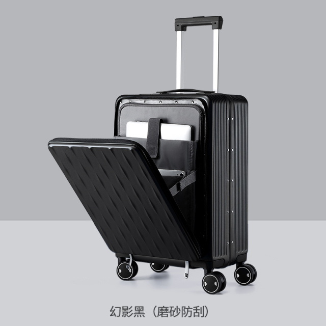 7553335.海伊鹿前置开口行李箱侧开拉杆箱男女轻便登机万向轮20寸旅行箱