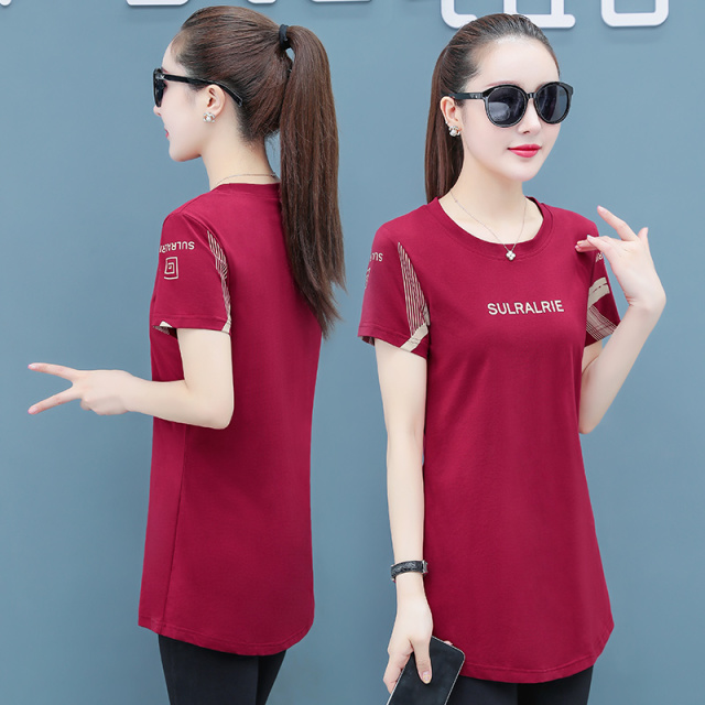 7553355.7-CY夏季新款女式休闲时尚百搭中长款短袖T恤【7-CY女装XJ】