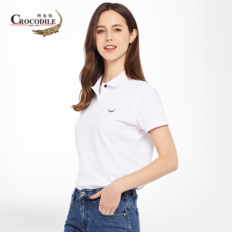 7592936.鳄鱼恤专柜款夏季新品纯棉好货休闲百搭翻领短袖女士Polo衫女
