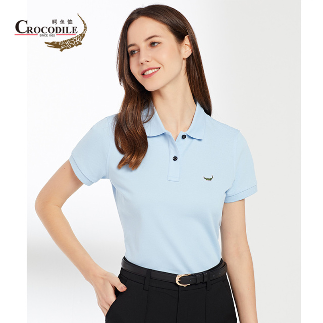 7592936.鳄鱼恤专柜款夏季新品纯棉好货休闲百搭翻领短袖女士Polo衫女