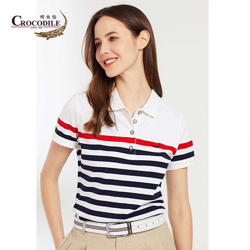 7592948.鳄鱼恤专柜款夏季新品休闲百搭翻领短袖女士Polo衫女