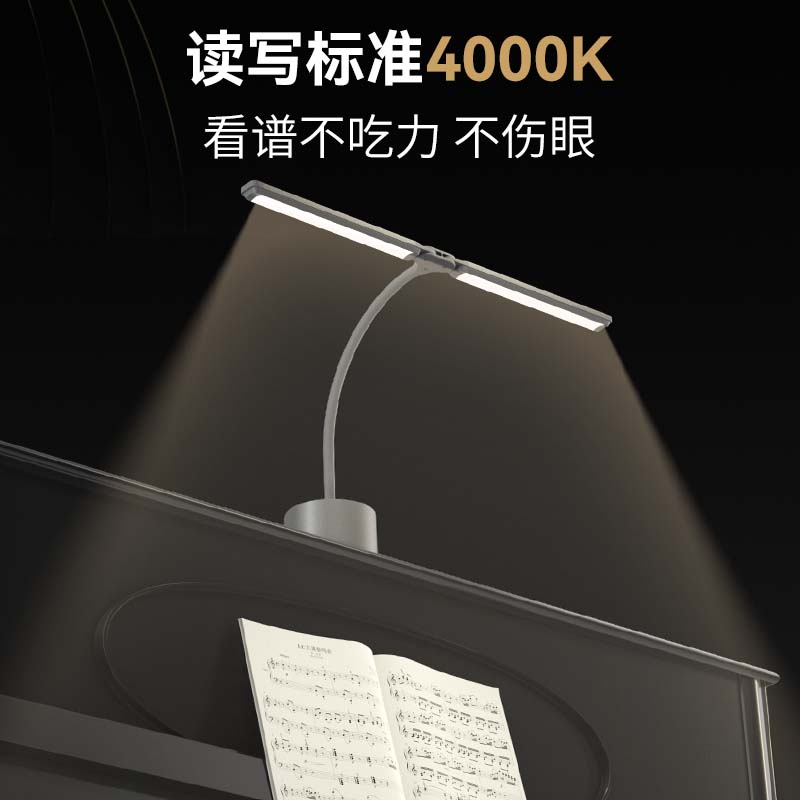 7614727.孩视宝钢琴灯全光谱练琴护眼台灯钢琴照明灯乐谱灯充插两用款CS20-P