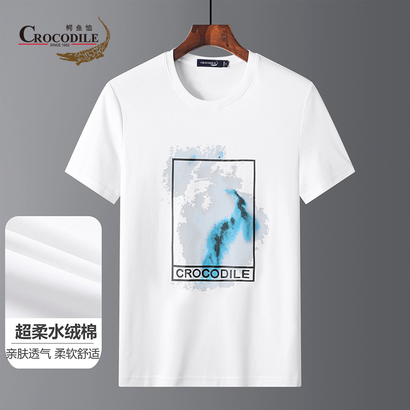 7637524.鳄鱼恤【超柔水绒棉】夏季专柜款时尚品牌涂鸦圆领男士短袖T恤男