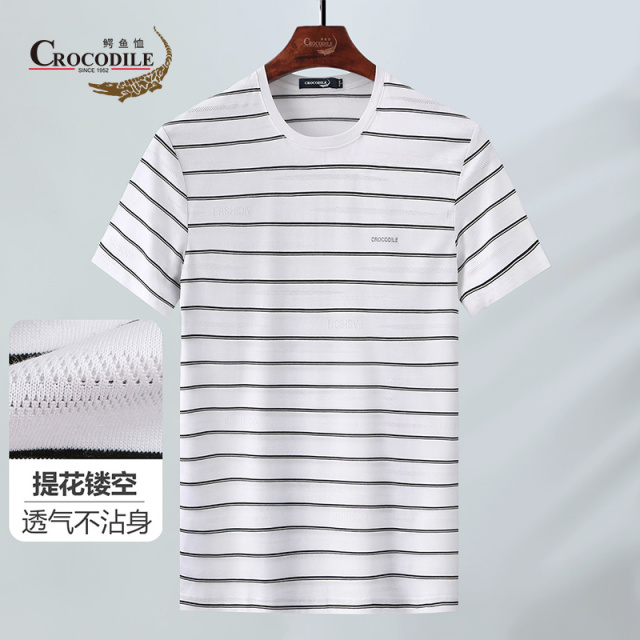 7637531.鳄鱼恤优选夏季时尚提花高珠波工艺透气舒适圆领短袖t恤男