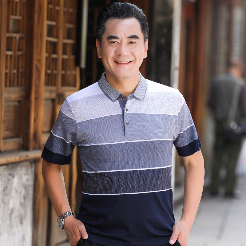 7671826.雄狮爸爸夏装中年男士短袖t恤40-50岁男装上衣中老年polo衫
