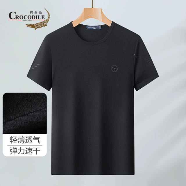 7669273.鳄鱼恤优选夏季轻薄弹力透气柔软速干舒适百搭圆领男士短袖T恤男