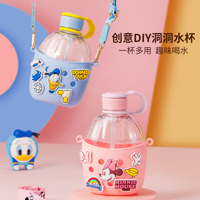 12087660.儿童便携大容量水杯幼儿园宝宝外出时尚吸管杯直饮杯DIY两用水壶