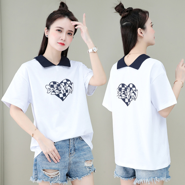 7697006.淘贝鼠春夏女新款新潮百搭时尚显瘦短袖T恤【淘贝鼠女装XJ】