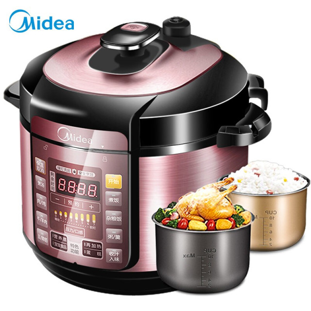 3668288.美的(Midea)电压力锅 单/双胆 5/6升24小时智能预约电压力煲 5升家用高压锅 电压力煲 一键排压 双胆【特价】