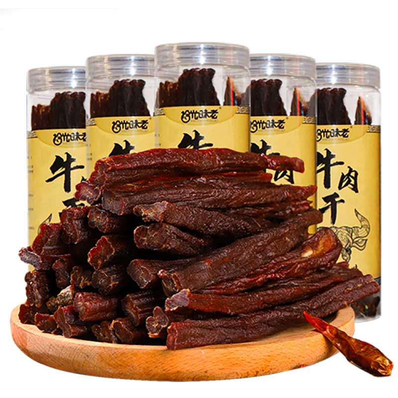 12667451.【拾光味老】 内蒙古手撕超干风干牛肉干小吃零食100g正宗香辣特产罐装