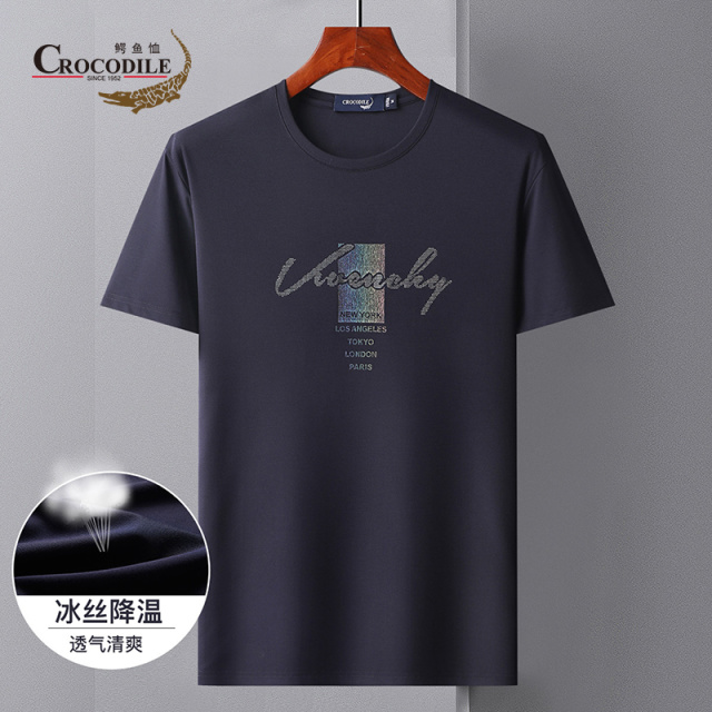 7766048.鳄鱼恤专柜款夏季【冰丝纤维】印花舒适透气短袖男士T恤男