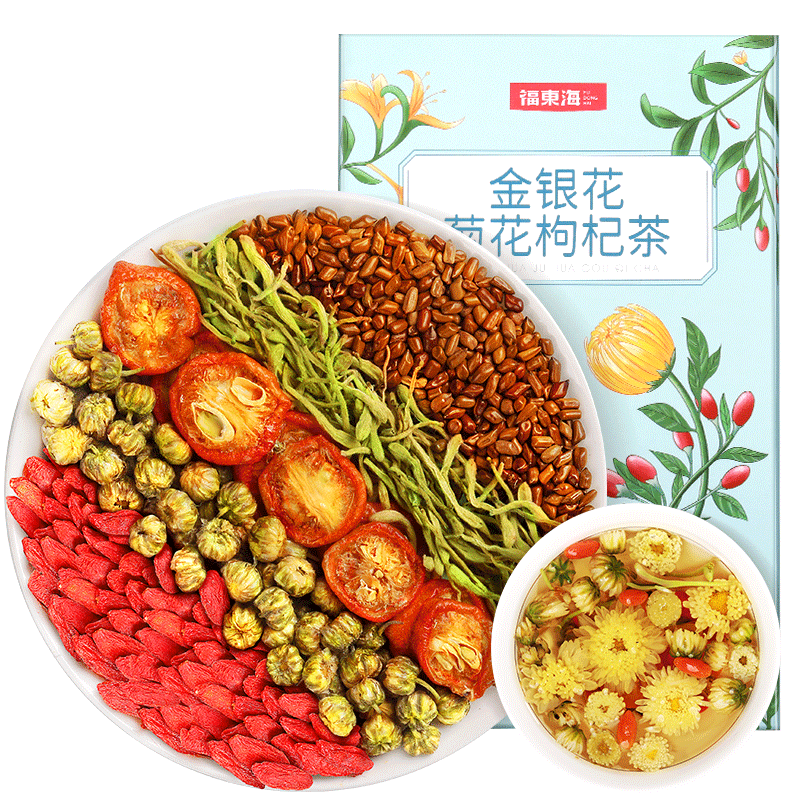 10901411.【买一送一两件装】福东海金银花菊花枸杞茶八宝养生茶140g