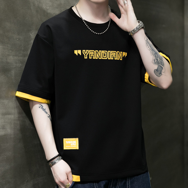 7851041.七玻威夏季男式新款简约时尚舒适短袖T恤大码【七玻威男装XJ】