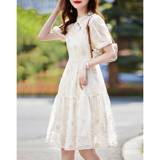 7861234.【月见白芷】夏国风新中式改良旗袍裙清雅网纱淑女a字女式连衣裙