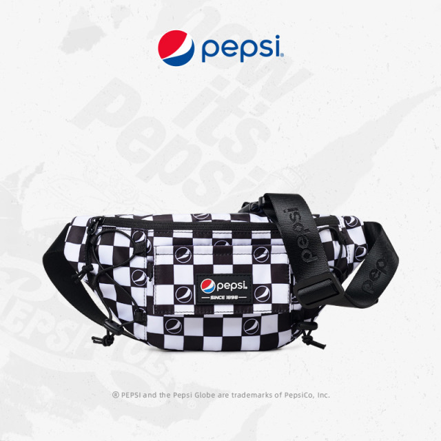 7919444.Pepsi百事 国际潮牌时尚棋盘格经典百搭腰包胸包