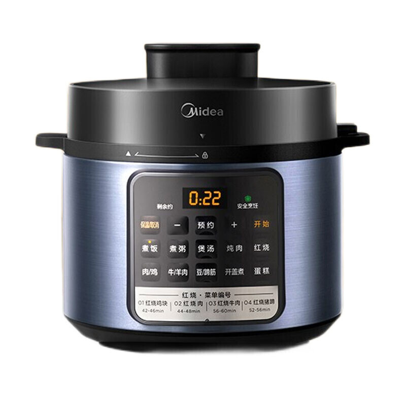 7933596.美的（Midea）电压力锅4升高压锅家用多功能全自动智能预约 3-6人开盖收汁 预约定时