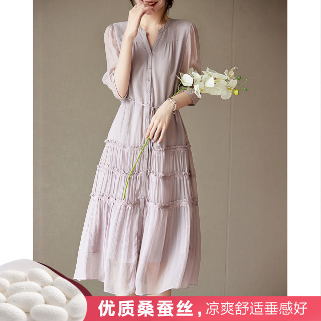 8158058.德玛纳气质真丝连衣裙