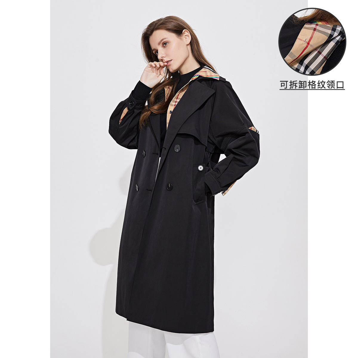 8199349.【可拆卸内衬】意大利小帆船 春季长款收腰女士风衣