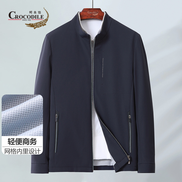 8225327.鳄鱼恤轻便商务春夏新品弹力舒适拉链立领男式夹克外套男
