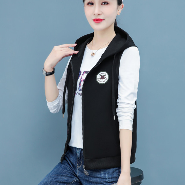 8245252.7-CHAOY春秋女式时髦休闲百搭连帽马甲【7-CHAOY女装1】