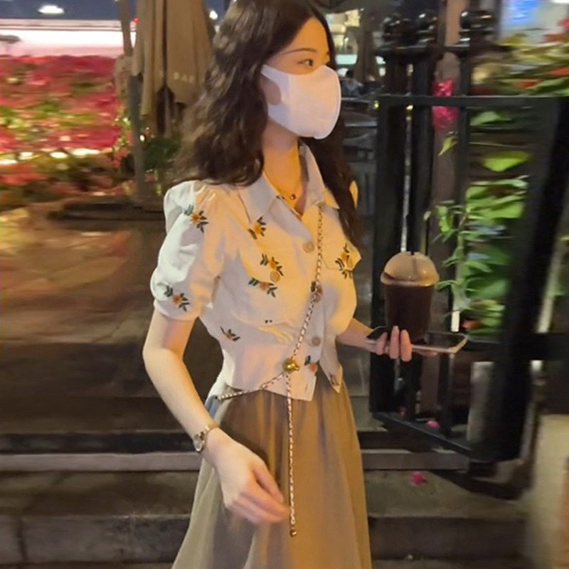 13167197.【品质好货】丹芙娅2026新款刺绣翻领短袖衬衫