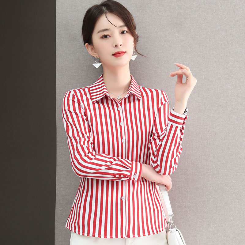 8311879.7-CHAOY春秋时髦女式优雅气质条纹长袖衬衫【7-CHAOY女装1】
