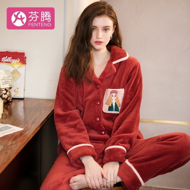 13057624.芬腾【热卖人气爆款】加绒加厚冬季珊瑚绒女士家居服