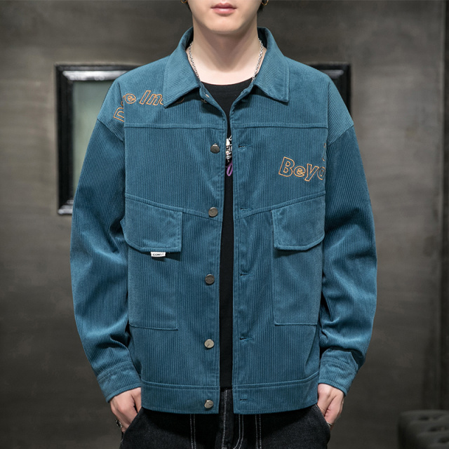 8398111.淘贝鼠秋季男式灯芯绒简约时尚新潮百搭夹克【淘贝鼠特惠专场】