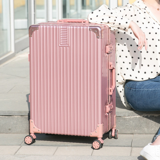 8439916.EPISTOLA新款PVC直角复古万向轮铝框旅行箱