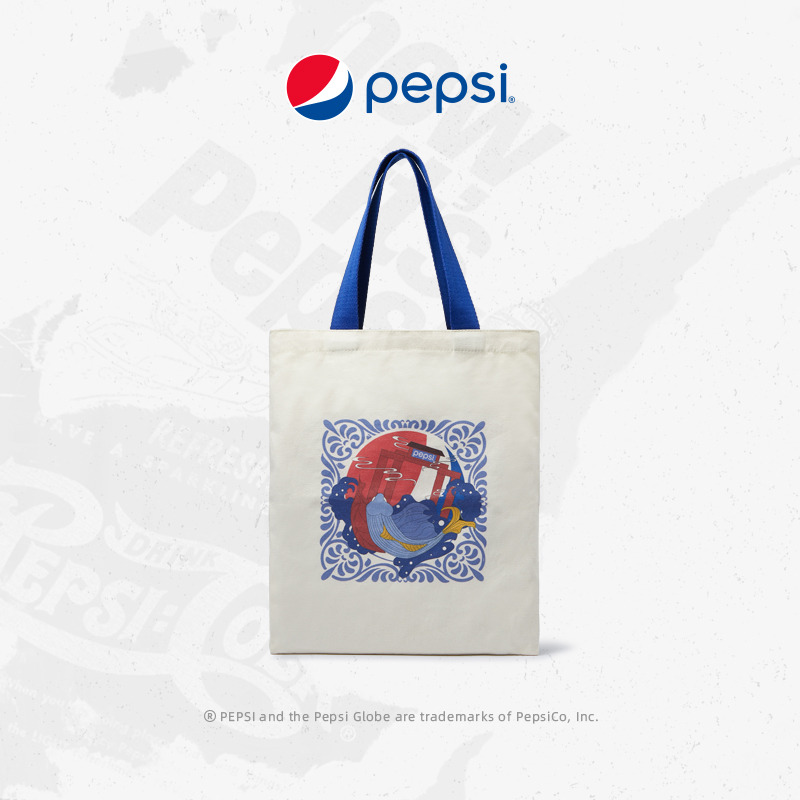 7099951.Pepsi百事 时尚潮流鱼跃龙门帆布袋环保购物袋印花图案手提袋