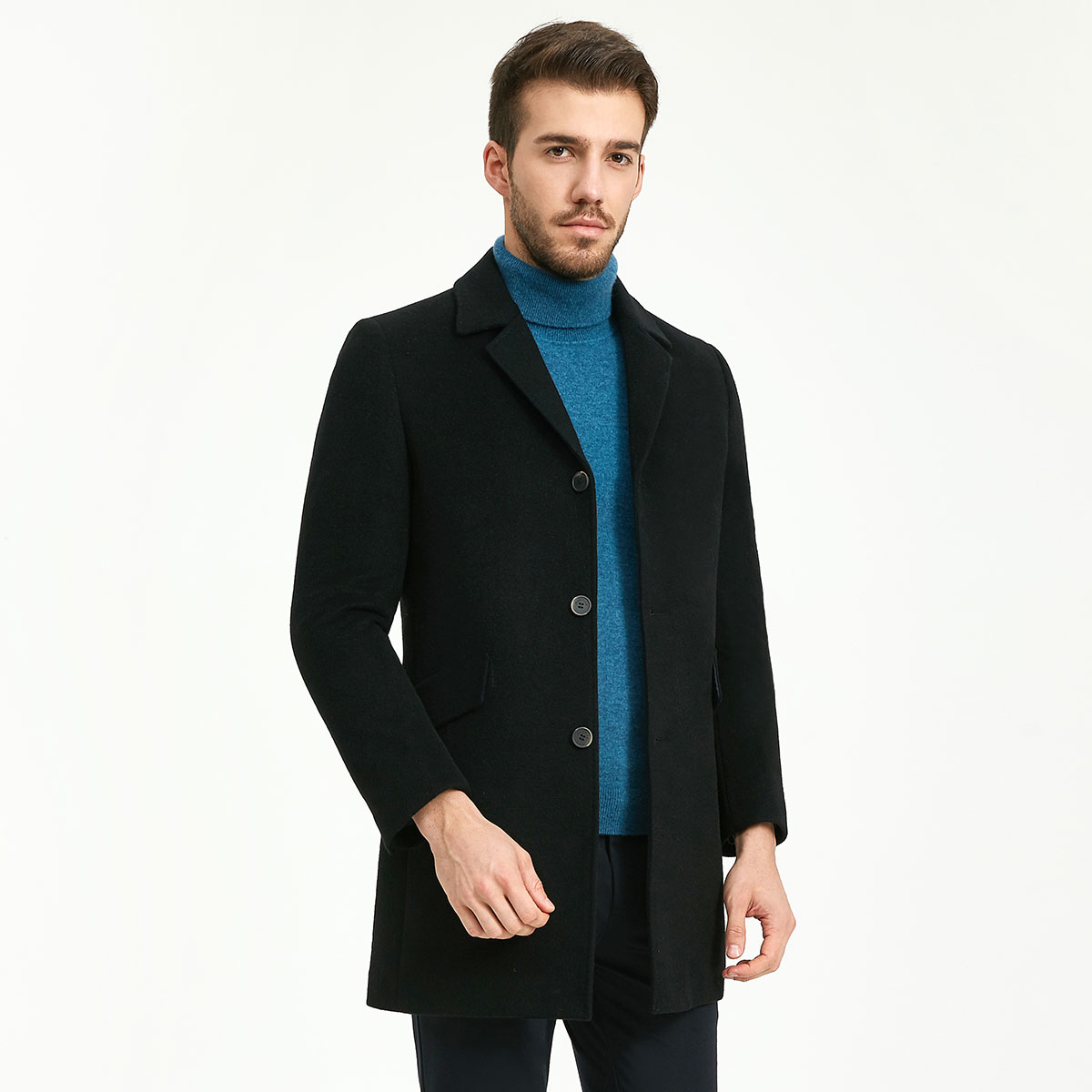 8528256.Nautica Tailored秋冬士羊毛大衣商务正装外套