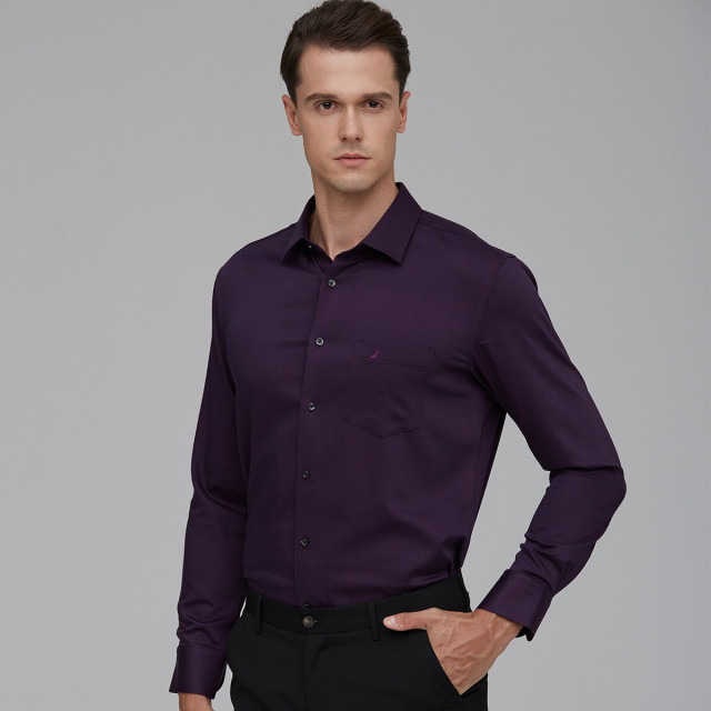 8528505.Nautica Tailored经典纯色男士长袖商务正装衬衫