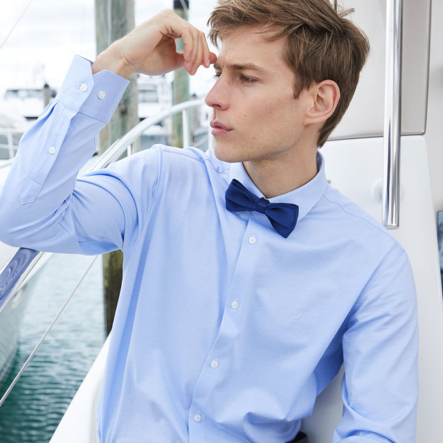 8529583.Nautica Tailored棉秋季男士衬衫长袖商务正装纯棉衬衣