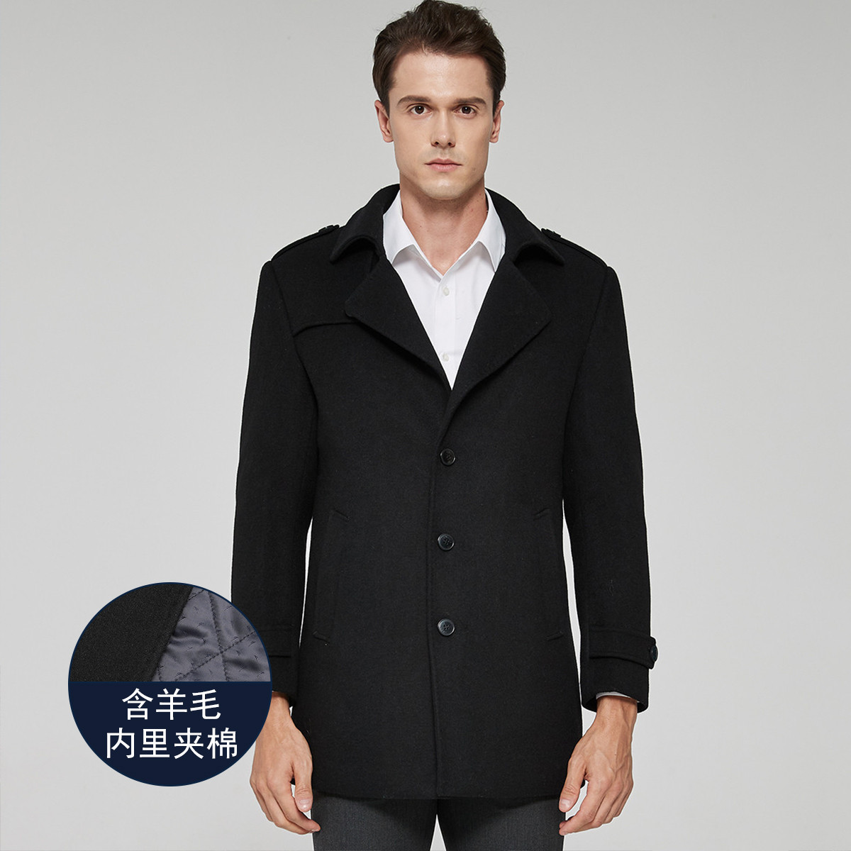 8527881.Nautica Tailored男士羊毛毛呢大衣秋冬外套