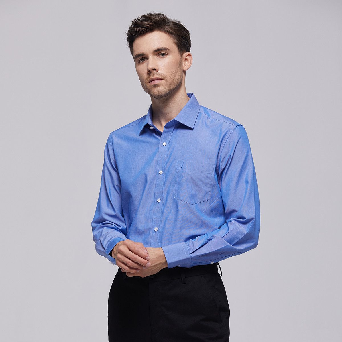 8531577.Nautica Tailored衬衫男秋季长袖翻领商务正装衬衣