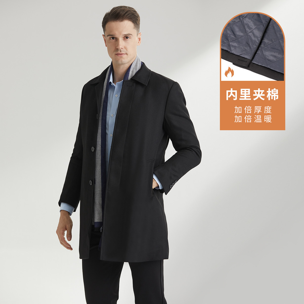 8532322.Nautica Tailored男士大衣中长款秋冬双层商务正装外套