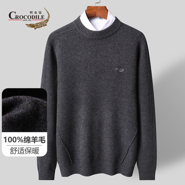 8538526.鳄鱼恤【专柜优选】秋冬新品纯羊毛休闲保暖宽松百搭羊毛衫男
